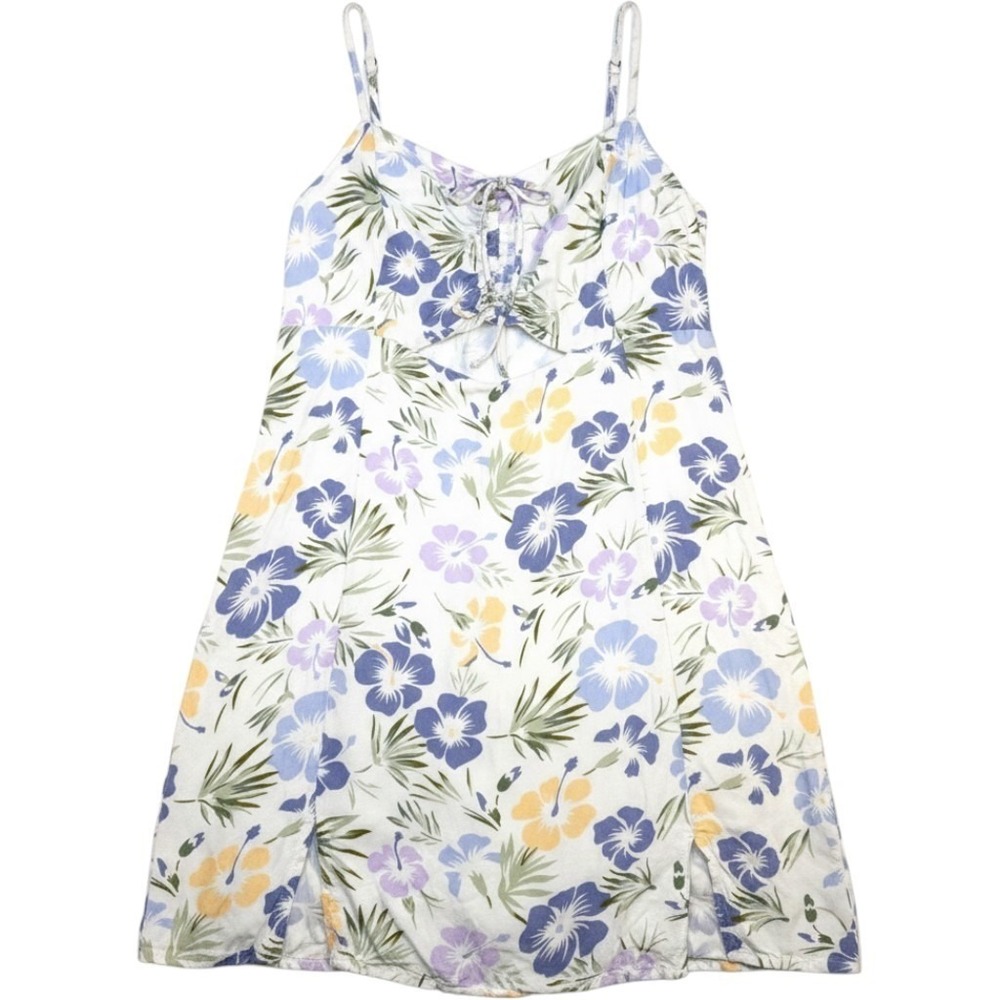 Vintage Y2K Aeropostale Floral Dress Size L Adjustable Straps Lace Up Back Boho